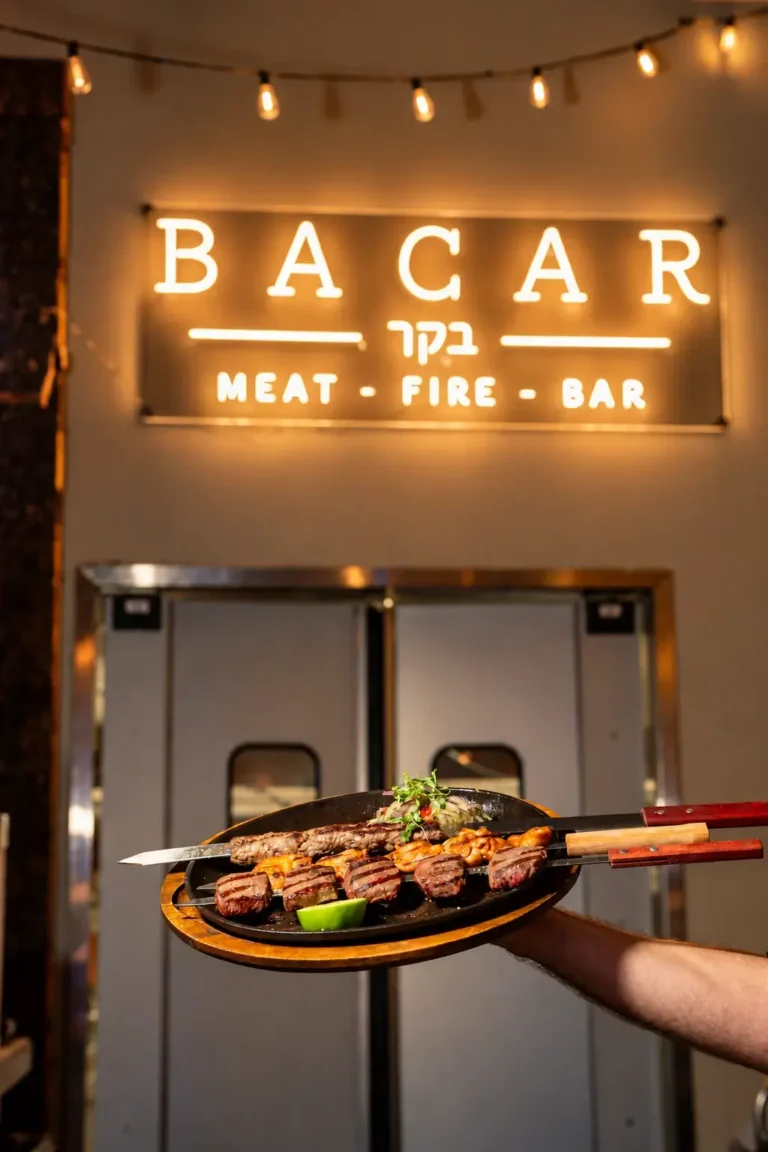 BACAR Meat Fire Bar sign above the open kitchen