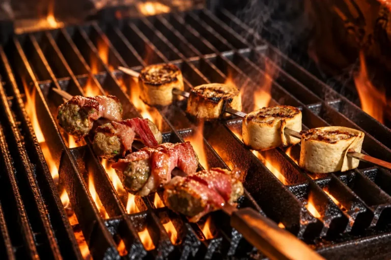 Open flame grill with kosher meats at BACAR