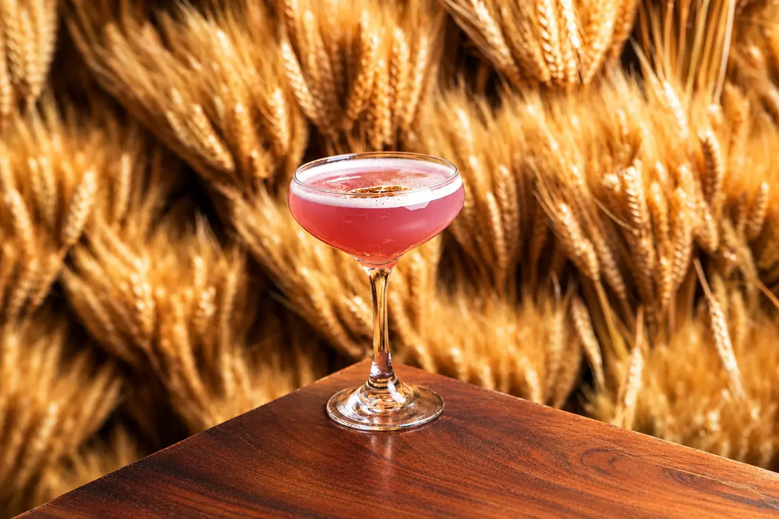 Pink signature cocktail at BACAR