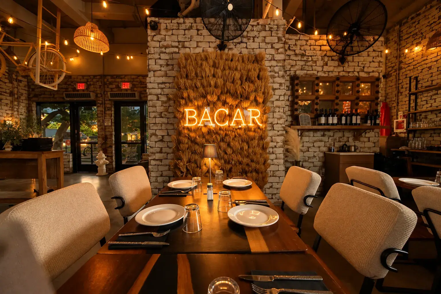 Set tables for a private event at BACAR
